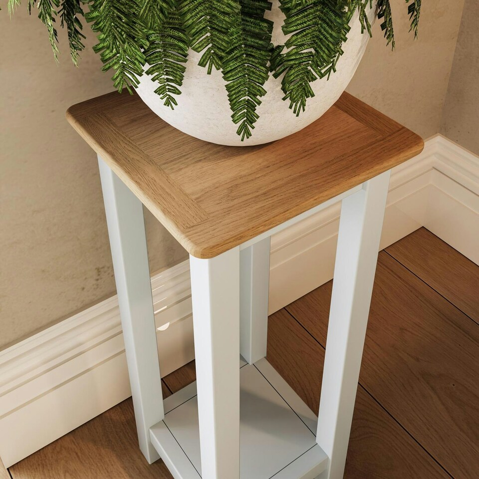 image 1 of Taberno Oak End Side Table Linen White White