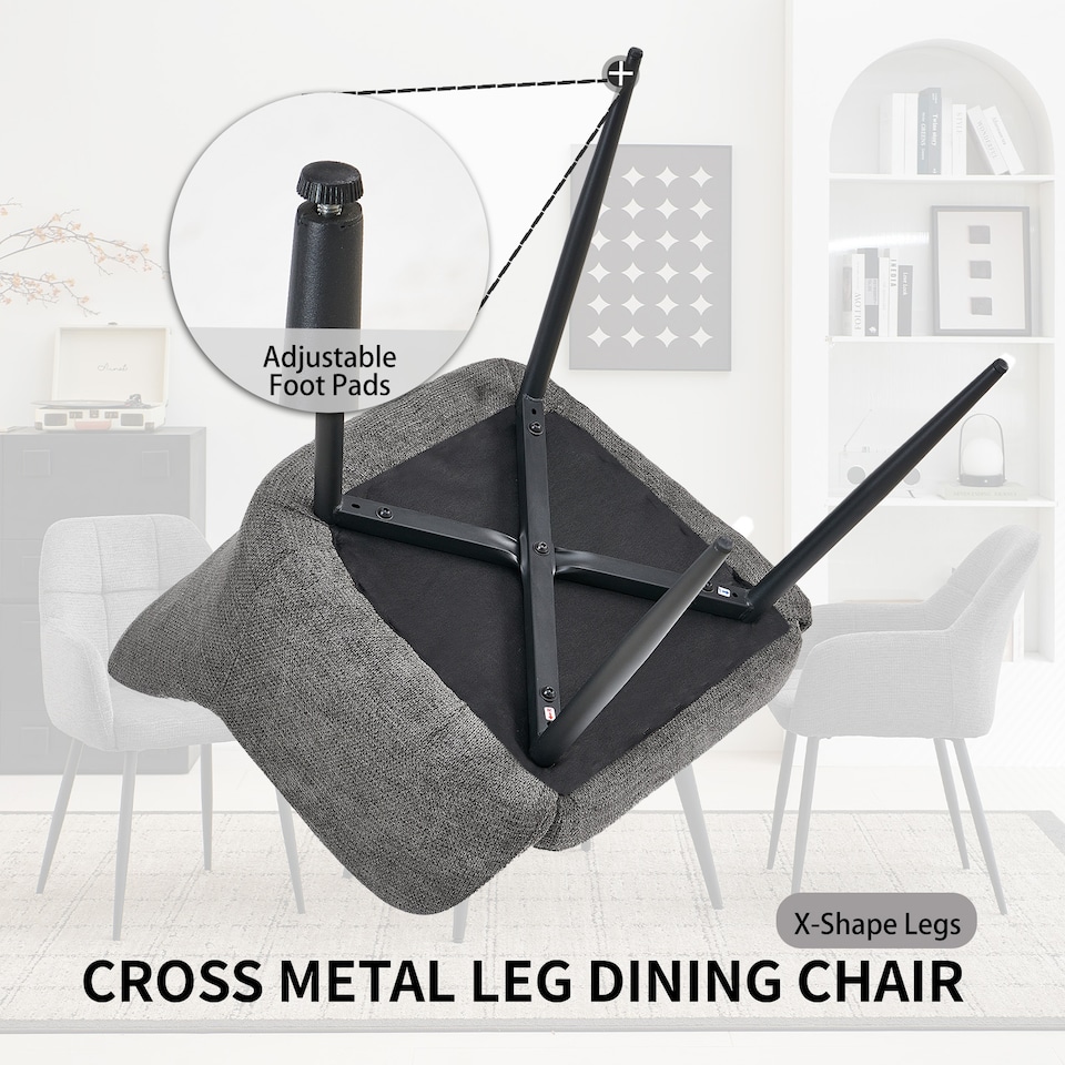 image 1 of SONARA Dining Chair Set of 2, Water-Repellent Plush Chenille Upholstered for Dining Room | Black