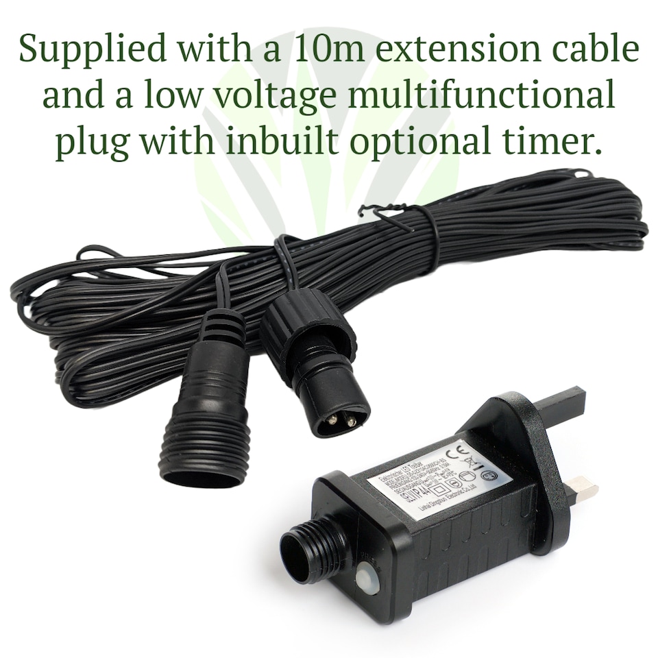 image 1 of 100 Multi-Coloured LED's Black Cable Connectable Outdoor Garden Party Waterproof String Lights (10m) Low Voltage Plug
