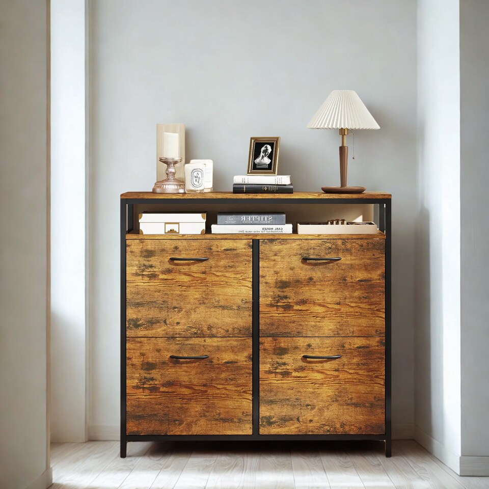 image 1 of Industrial 4 Drawer Shoe Storage Rack Hallway Organiser
