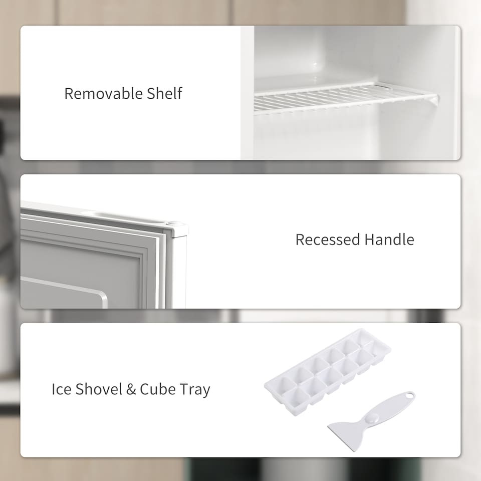 image 1 of HOMCOM 35L Tabletop Freezer with Removable Wire Shelf and Two Keys, White | White