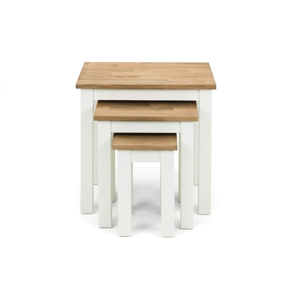 image 1 of Ivory and Oak Nest of 3 Tables | White | White