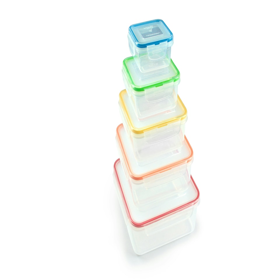 image 1 of LocknLock Nestable Food Containers Set Rainbow Design Storage Boxes - Pack of 5