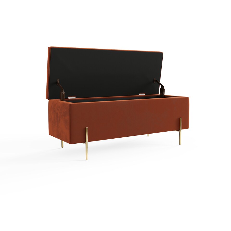 image 1 of Mystica Velvet Storage Ottoman | Orange | Russet