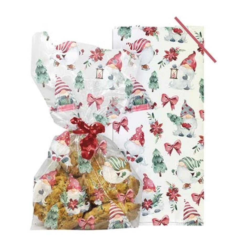image 1 of Gonk Christmas Cello Gift Bags with Twist Ties - Pack of 20