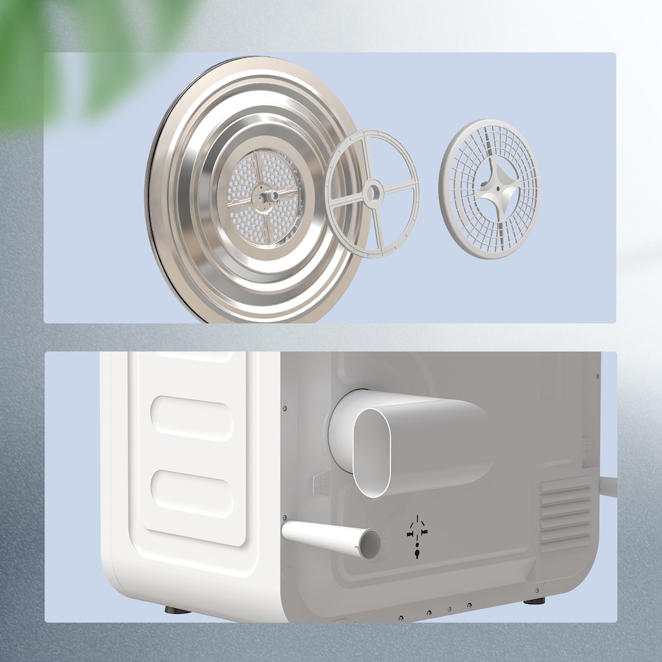 image 1 of HOMCOM 4kg Vented Tumble Dryer, 800W Compact Freestanding Front Tumble Dryer with 5 Drying Mode, Smart Sensor, Timer and Stainless Steel Tub, Wall-Mounted Portable Small Clothes Drying Machine, White