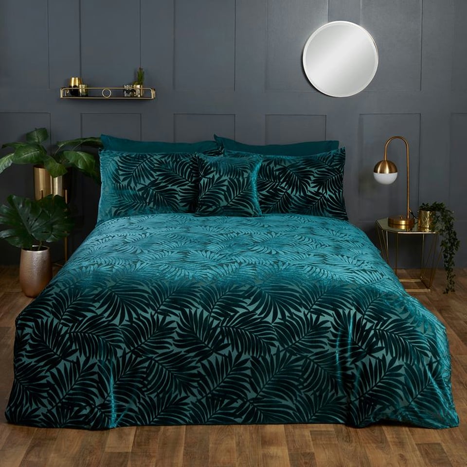 image 1 of Paloma Floral Cotton Duvet Cover Set with Pillowcase | Green | Super King | 1