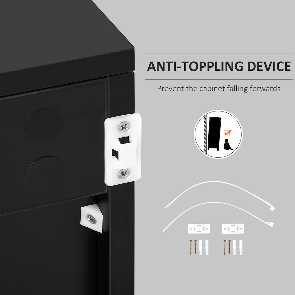 image 1 of HOMCOM High Gloss Frame Sideboard, Side Cabinet, Push-Open Design with 2 Drawer for Living Room, Bedroom, Black