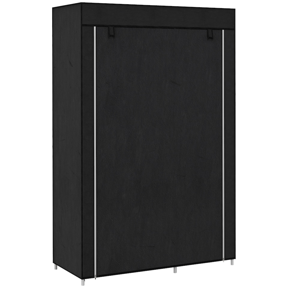 image 1 of HOMCOM Fabric Wardrobe, Portable Wardrobe with 6 Shelves, 1 Hanging Rail, Foldable Closets, 103 x 43 x 162.5 cm, Black