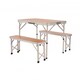 image 1 of Oypla 3ft Folding Outdoor Camping Kitchen Wood Effect Work Top Table and Benches Brown