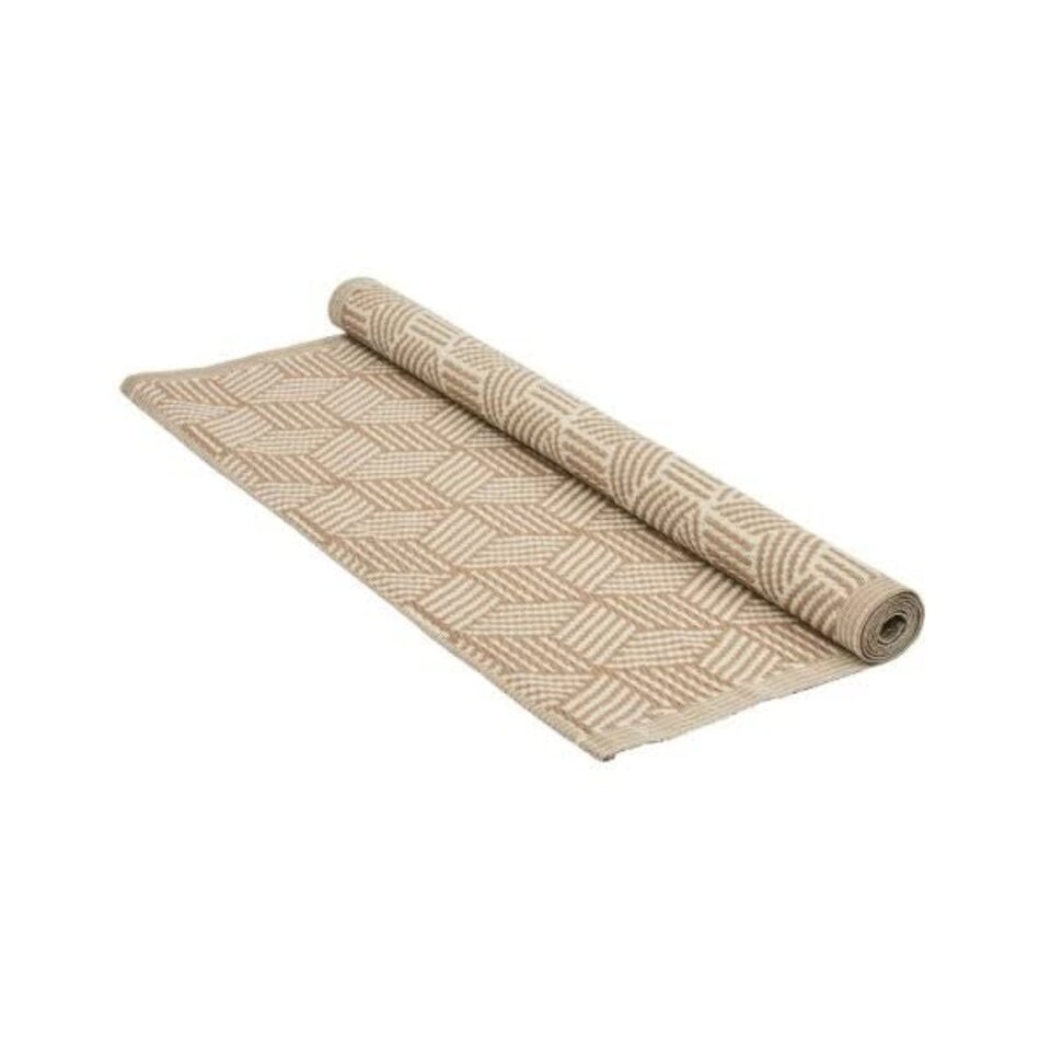 image 1 of Marco Paul Mocha Geometric Design Outdoor Rug 150x210cm Cream | 180 x 120cm