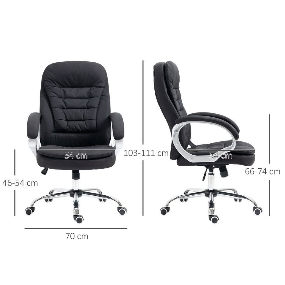 image 1 of HOMCOM Office Chair Computer Chair Executive Office Chair with Height Adjustable, Comfortable Desk Chair for Home Office Fabric Black
