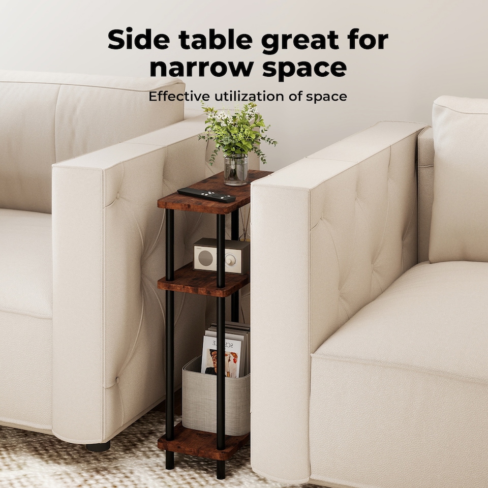 image 1 of Levede Slim Side Table 3 Tier Narrow Sofa End Table Bedside Storage Stand