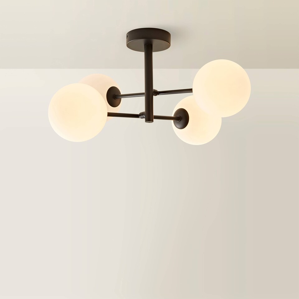 image 1 of ValueLights Darla Black Frosted Globe Bathroom Ceiling Light | Black