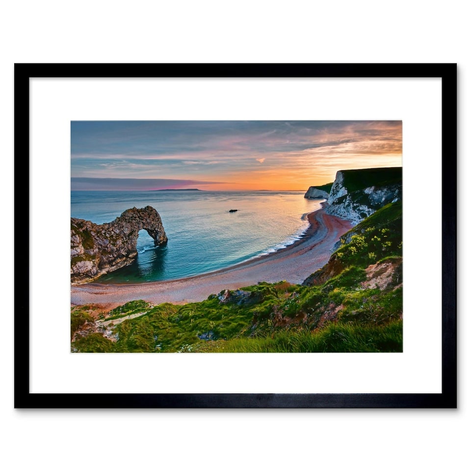 image 1 of Durdle Door Dorset Cliff Seascape Sea Home Decor 12x16" Framed Wall Art Print