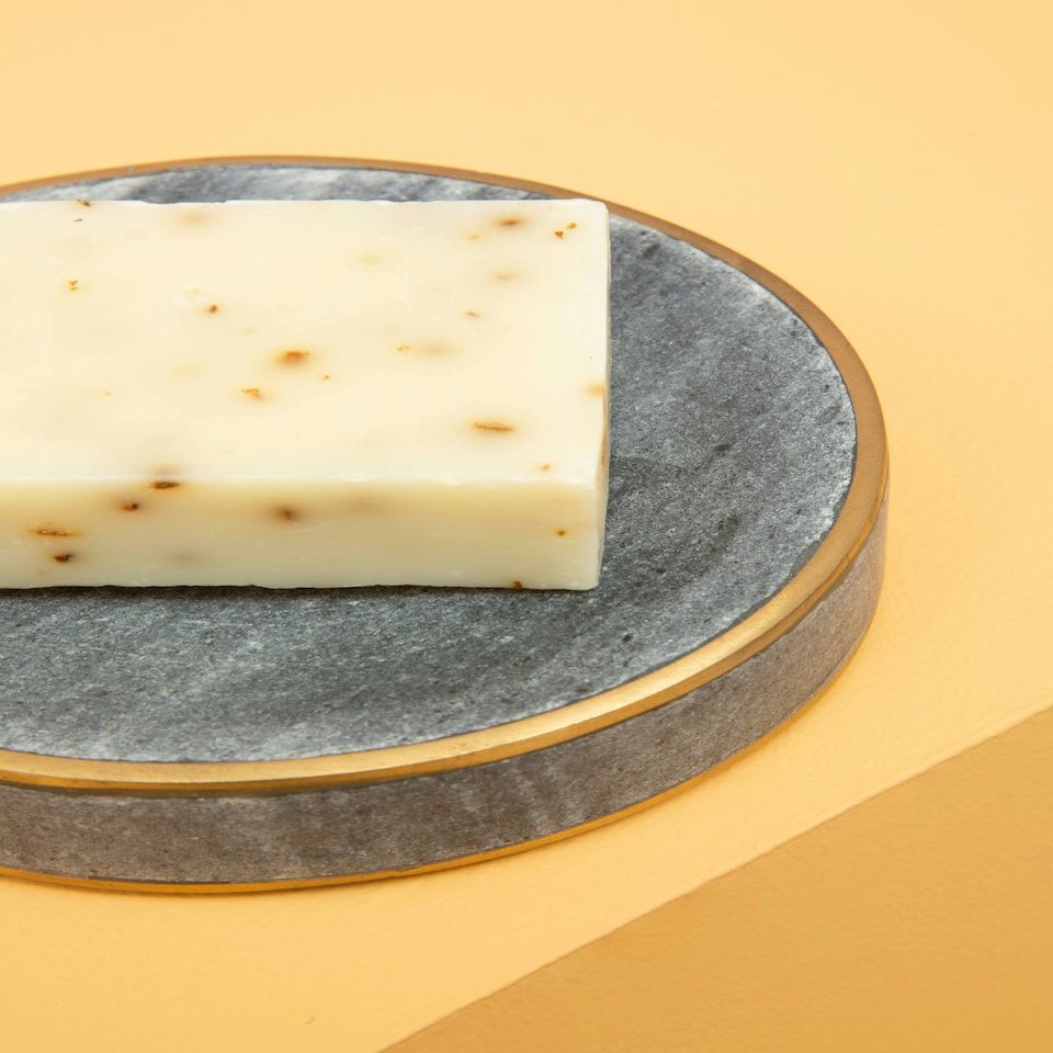 image 1 of Grey Marble Brass Soap Dish