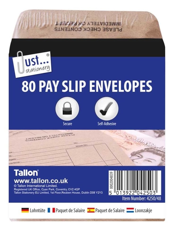 Tallon Just Stationery 100x110mm Wage Packet (Pack of 80)
