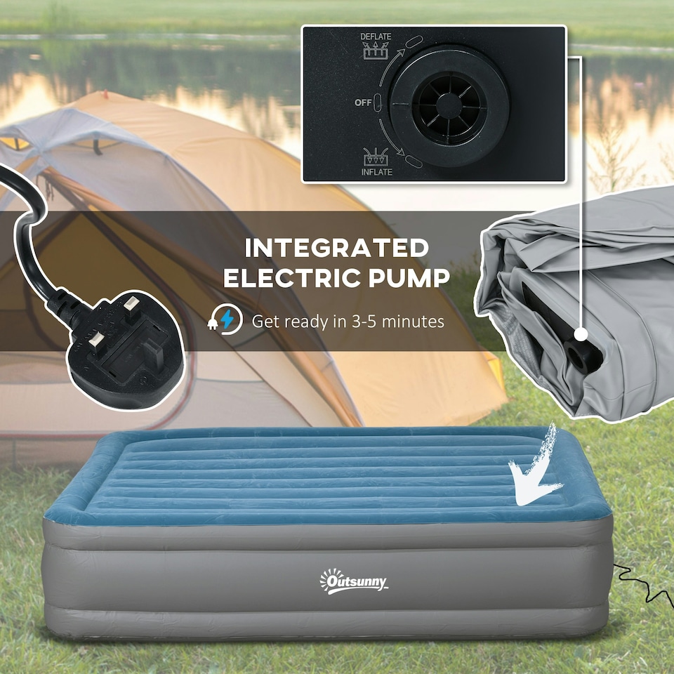 image 1 of Outsunny King Inflatable Mattress with Electric Pump, 203 x 152 x 46cm