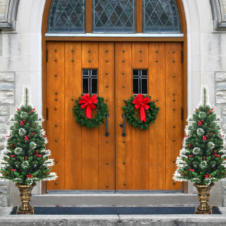 image 1 of COSTWAY 4FT Artificial Christmas Tree Mini Tabletop Christmas Tree with Base