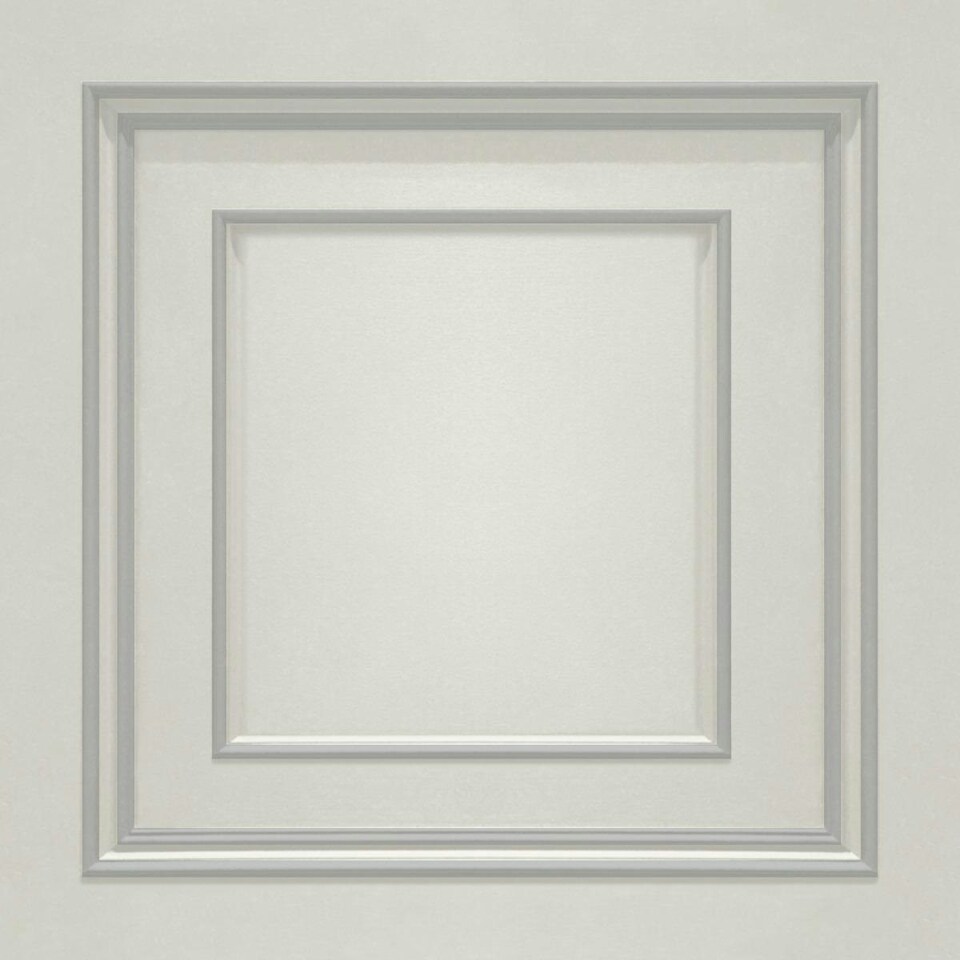 image 1 of Belgravia Amara Panel Vinyl Textured Wallpaper - Off White/Silver - 10m x 53cm White