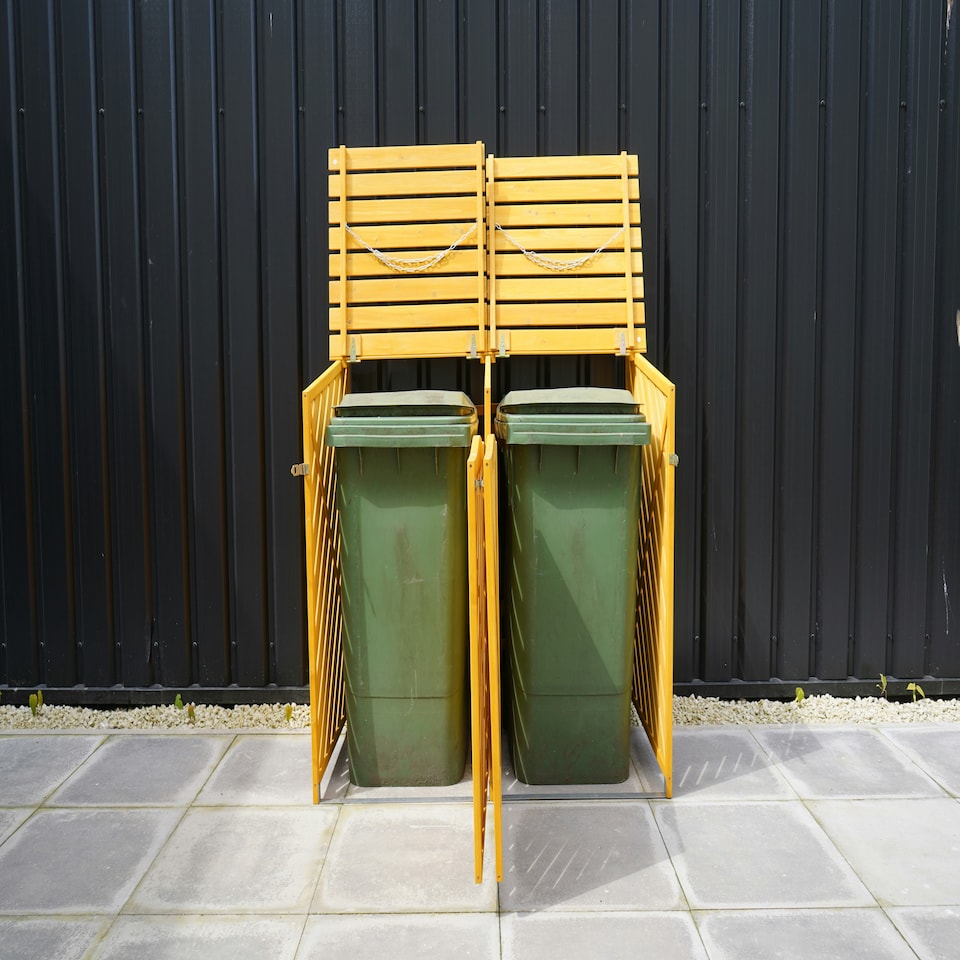 image 1 of Wooden Double Wheelie Bin Storage - Natural