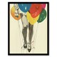 image 1 of Party Over Woman Colourful Balloons Collage Black Framed Wall Art Print A4