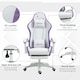 image 7 of Vinsetto Computer Gaming Chair, PU Leather Office Desk Chair with Footrest, Swivel Wheels, 135 Reclining Back, Lumbar Support, Headrest for Home, White and Purple
