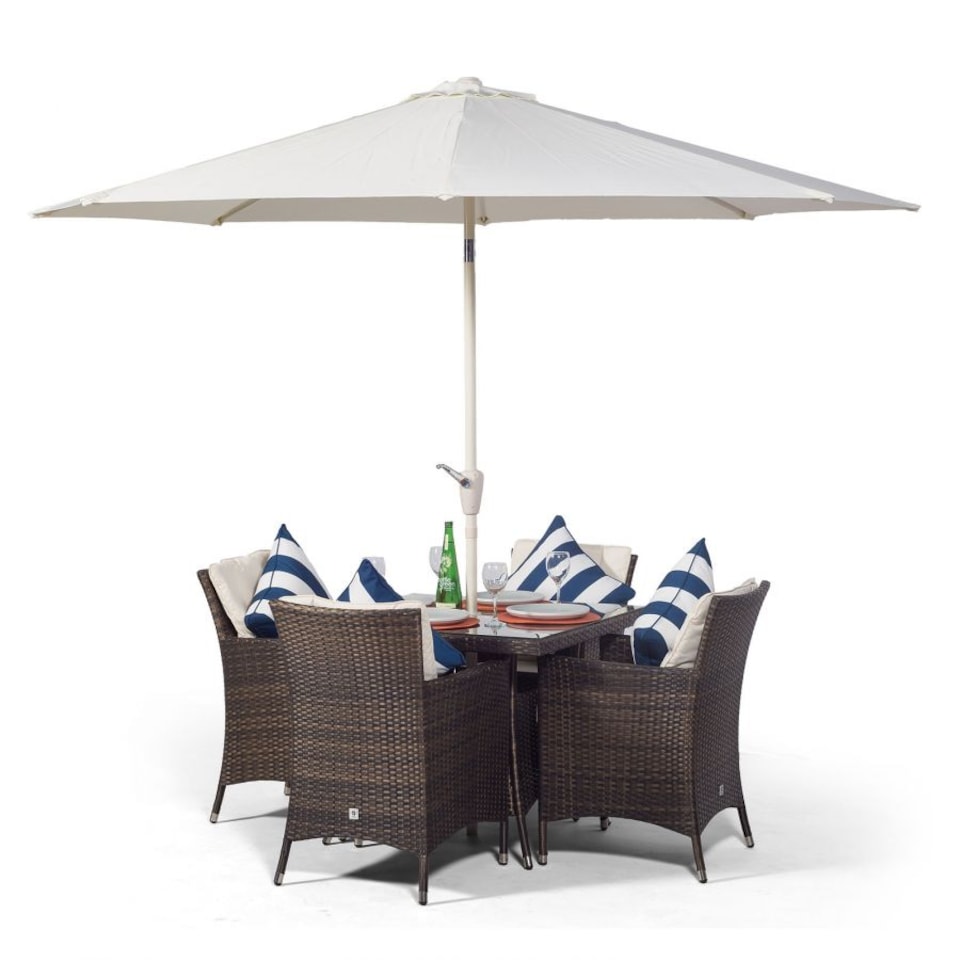image 1 of Savannah Square 4 Seater Rattan Patio Dining Set | Brown | Brown