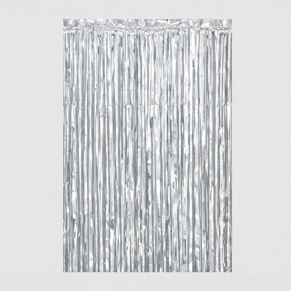 image 1 of Metallic Tinsel Curtain, 2.5M x 1M Silver