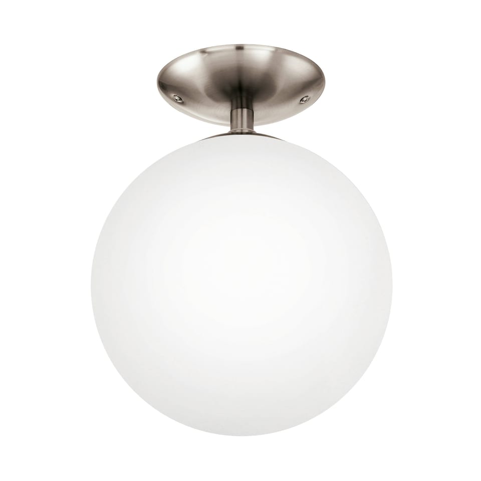 image 1 of EGLO Rondo Opal Glass & Steel Satin Nickel Matt White Ceiling Light