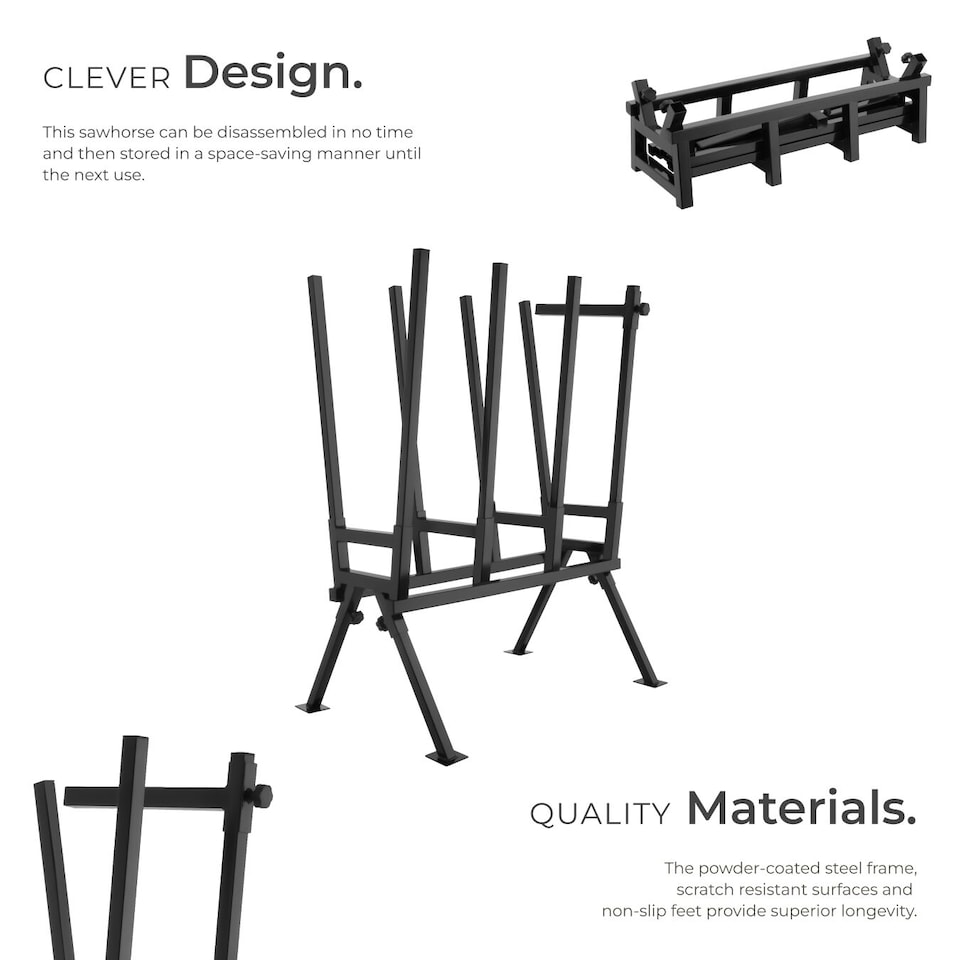 image 1 of Sawhorse - steel log saw, with locking bracket, height-adjustable feet