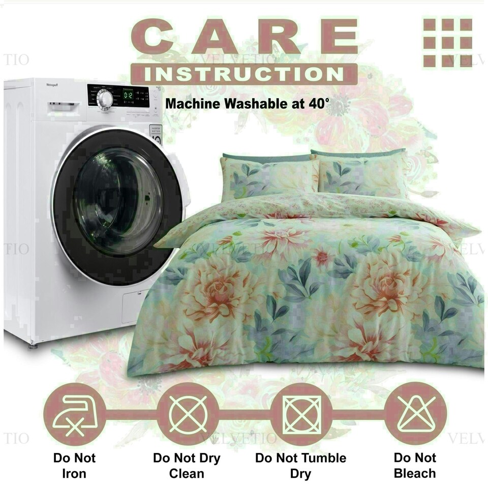 image 1 of Kalisse Floral Printed Duvet Cover Set Reversible Polycotton Beddings Multi | King