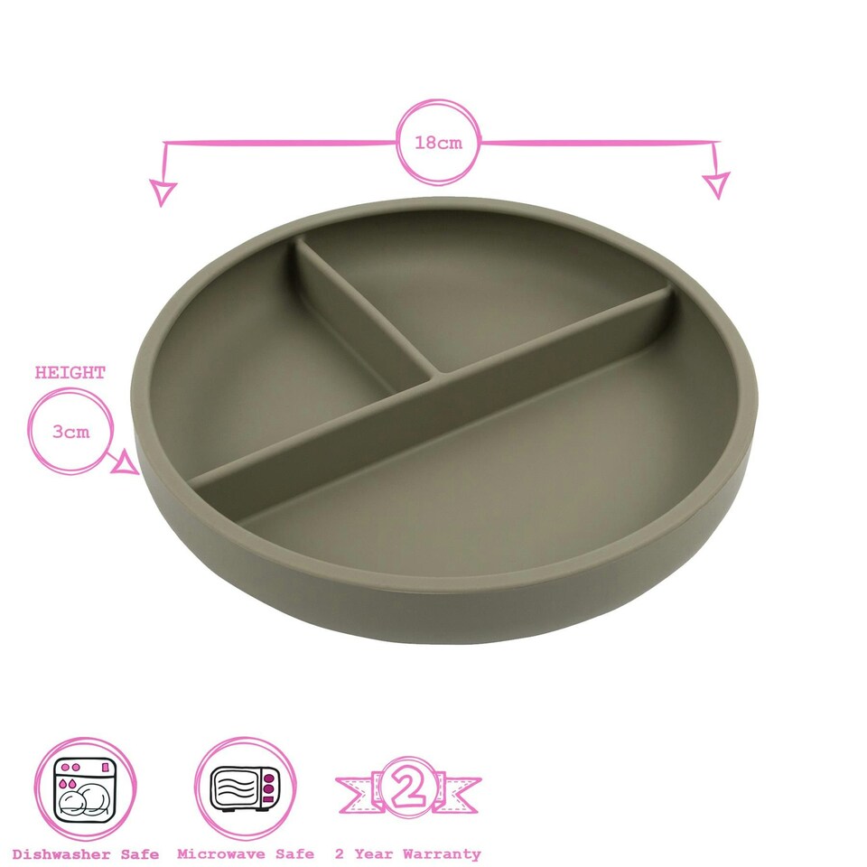 image 1 of Tiny Dining Baby Silicone Suction Plate, Fork & Spoon Set - Silver Sage
