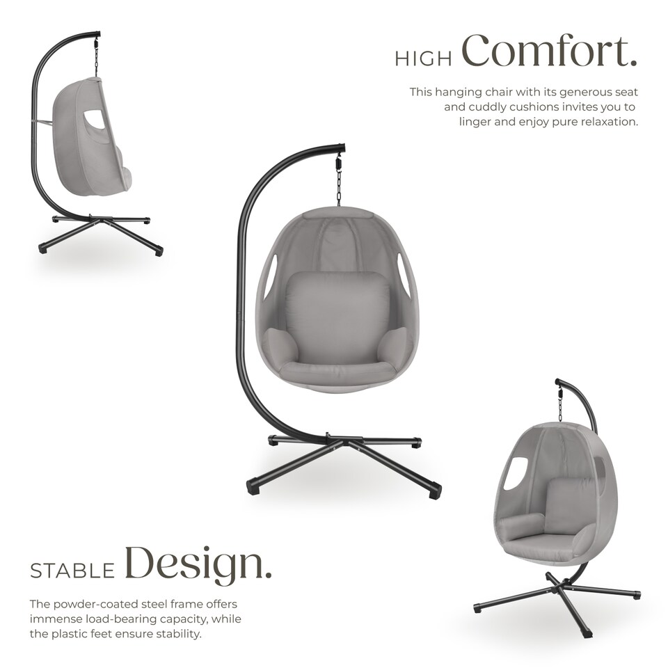image 1 of Hanging Egg Chair Anika - with frame and extra thick seat cushion | Grey | light grey | One Size | 1