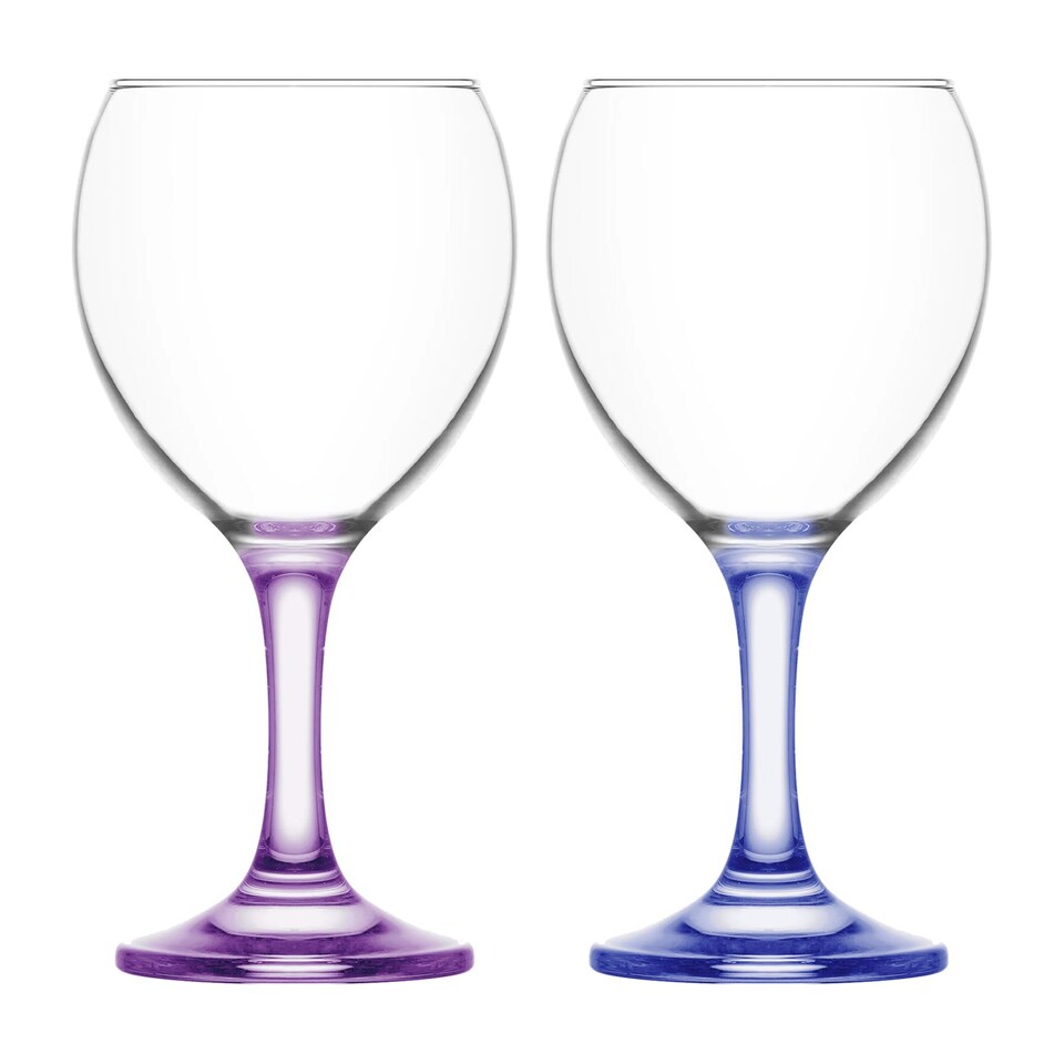image 1 of LAV Misket Wine Glasses - 260ml - Coloured Stem - Pack of 12