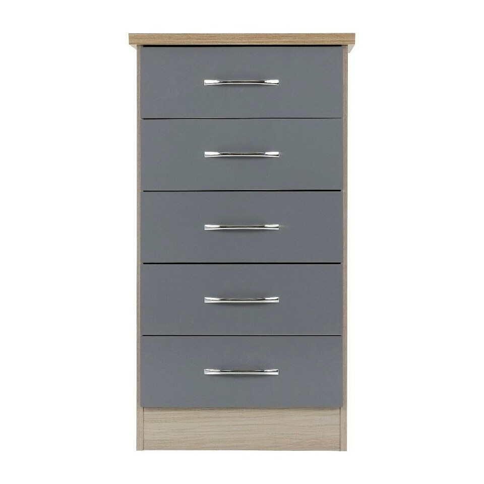image 1 of Nevada 5 Drawer Narrow Chest White