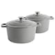 image 1 of Argon Tableware Cast Iron Casserole Dishes - Enameled Dutch Oven - Self-Basting Lid - Hob to Oven - 4.5 Litre - Slate Grey - Pack of 2 | Grey | Slate Grey