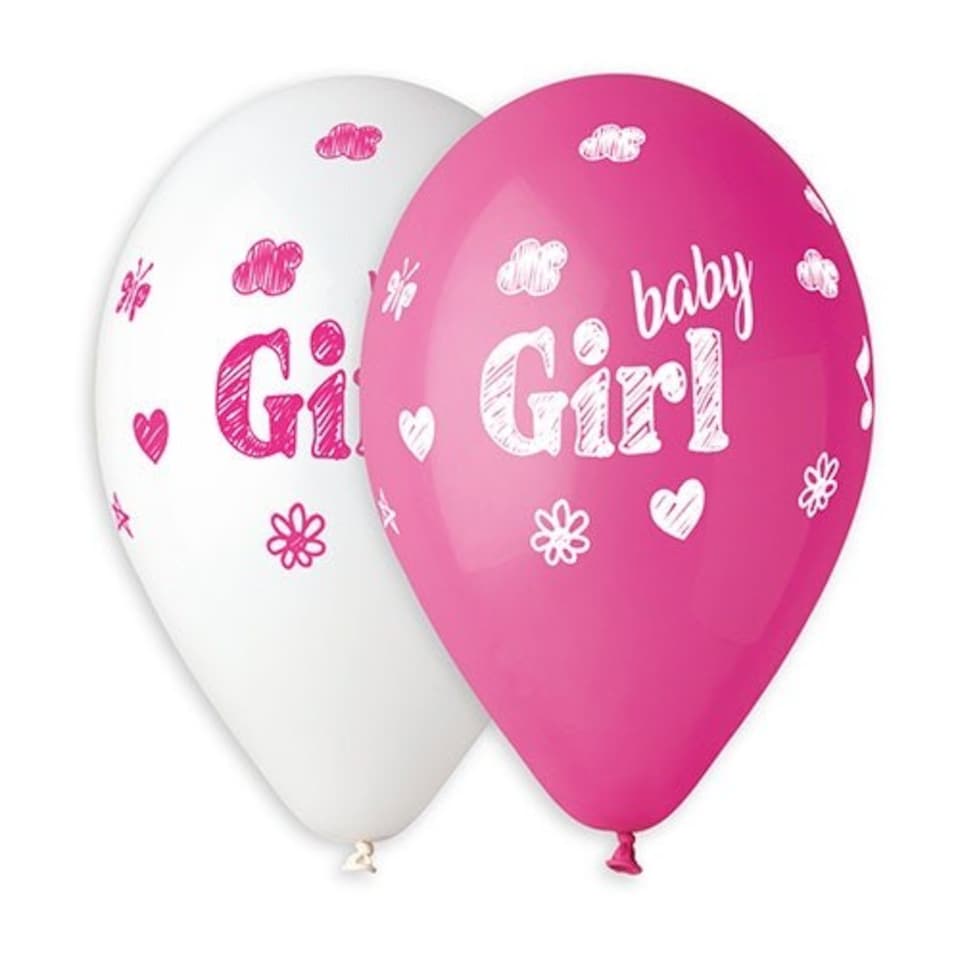 image 1 of Baby Girl Latex Balloons 33cm / 13 in - Pack of 6