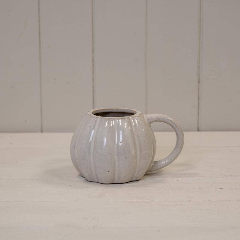 Four Candle White Ceramic Pumpkin Mug 14.3cm Autumn Drinkware