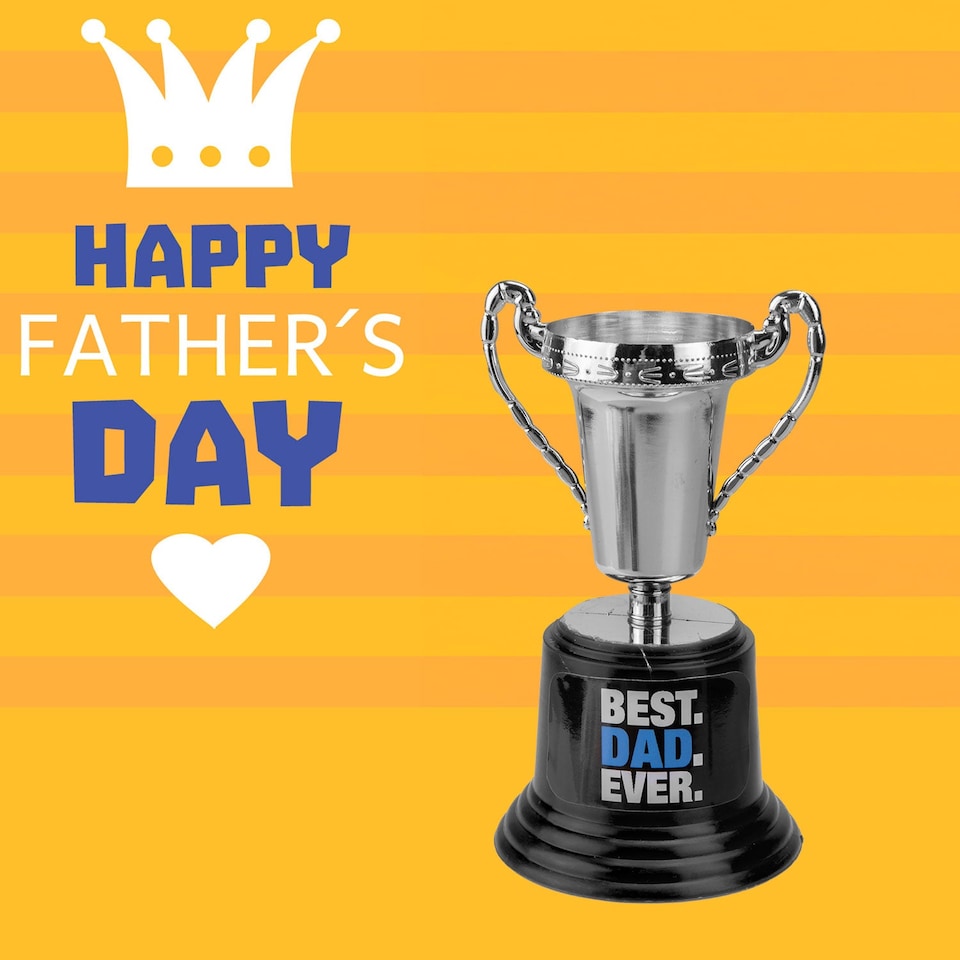 image 1 of vfm-estore Best Dad Trophy Silver 13 cm - Fathers Day & Birthday Gift