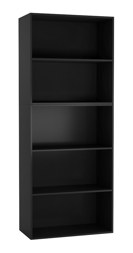 image 1 of Wide 5-Tier Bookcase | Black | 1