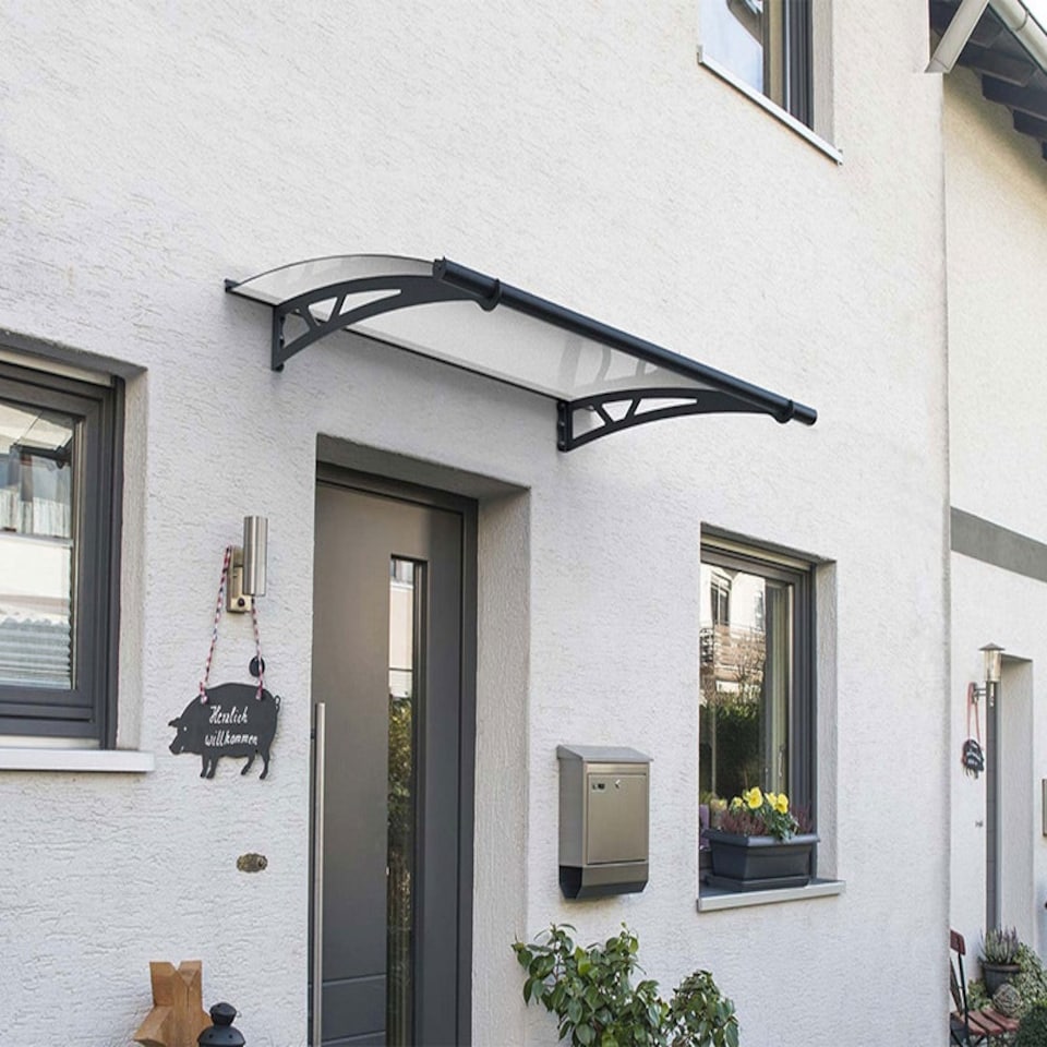 image 1 of Patio Cover Altair Door Awning Canopy 1500 Clear - Acrylic - L150.5 x W91.5 x H17.5 cm - Grey Grey