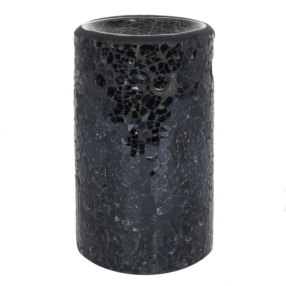 image 1 of Something Different Crackle-Effect Pillar Oil Burner - Black - One Size
