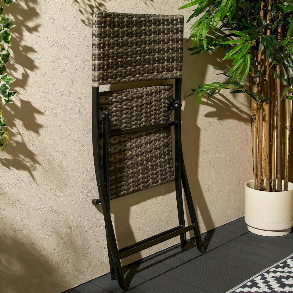 image 1 of OHS 3PC Rattan Furniture Patio Outdoor Garden Table Chair - Grey