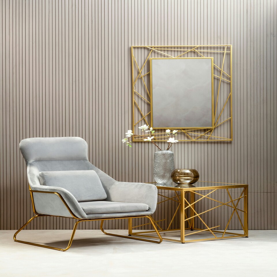 image 1 of Interiors by Premier Farran Gold Finish Side Table With Mirror Top