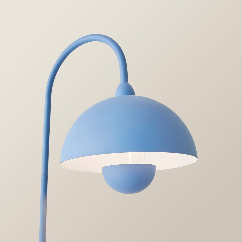 image 1 of ValueLights Tilly Pastel Sky Blue Arched Dome Shade Metal Floor Lamp | Blue