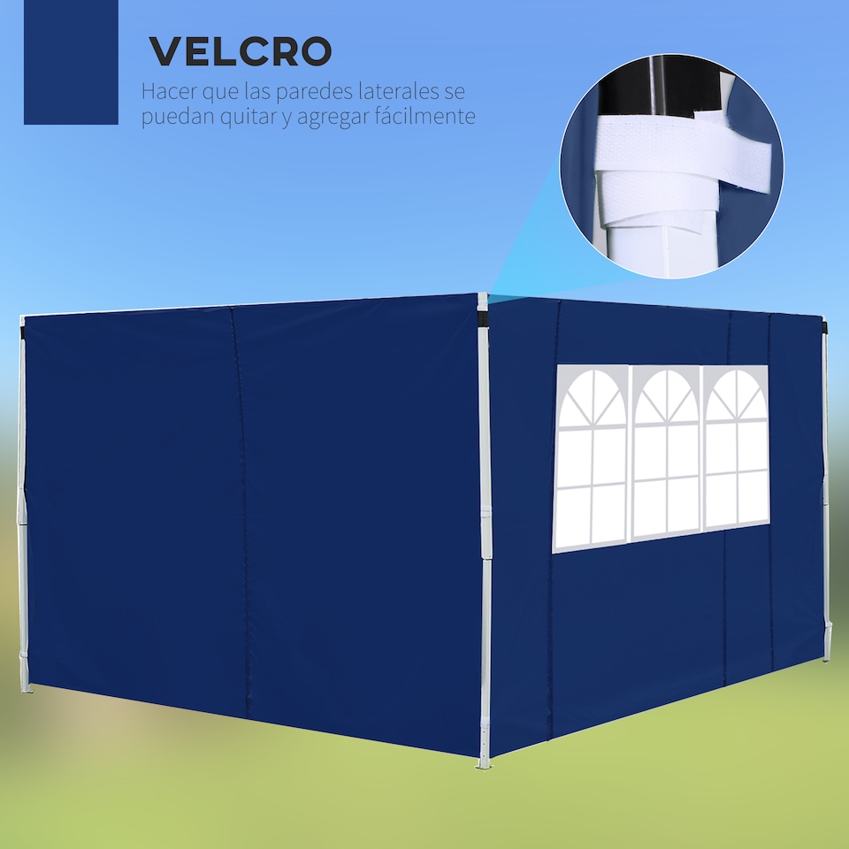 image 1 of Outsunny 3 Meters Gazebo Replaceable Exchangeable Side Panel Wall Panels Walls With Window, Blue