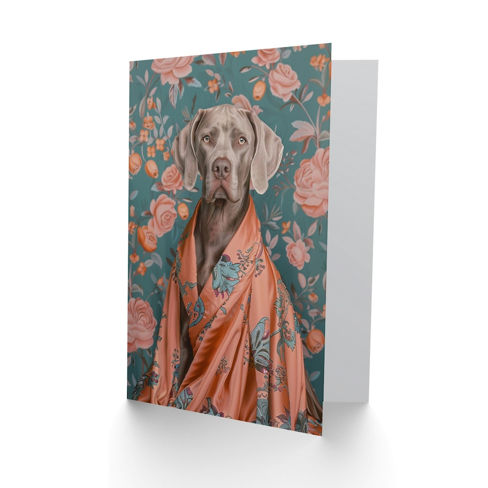 image 1 of German Weimaraner Dog Lover Floral Luxury Woman Her Birthday Card