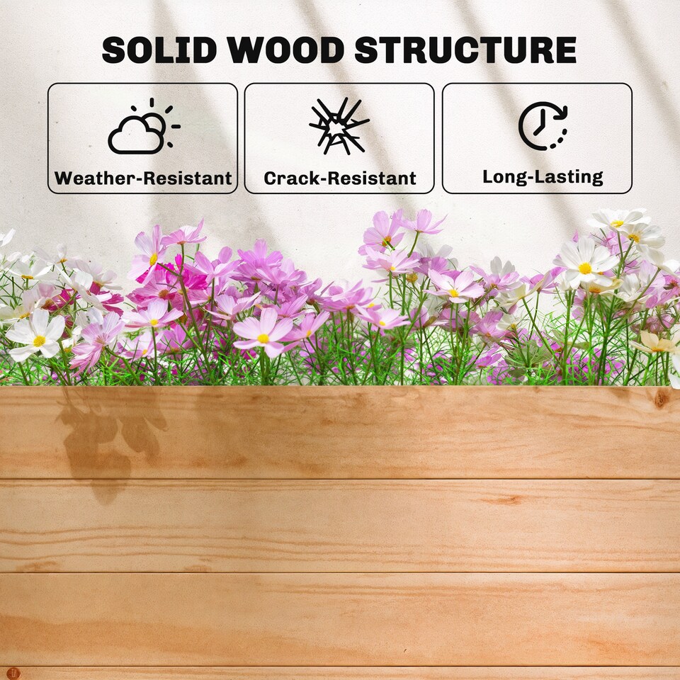 image 1 of Outsunny Raised Bed for Garden with Trellis, 110 x 44 x 181 cm, Natural | Brown