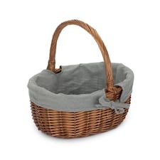 Double Steamed Oval Wicker Shopping Basket Grey Lining | Grey | Grey